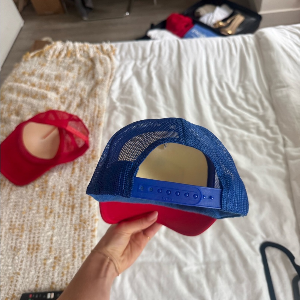 Red and White Hideaway Trucker Hat - Picture 2 of 2